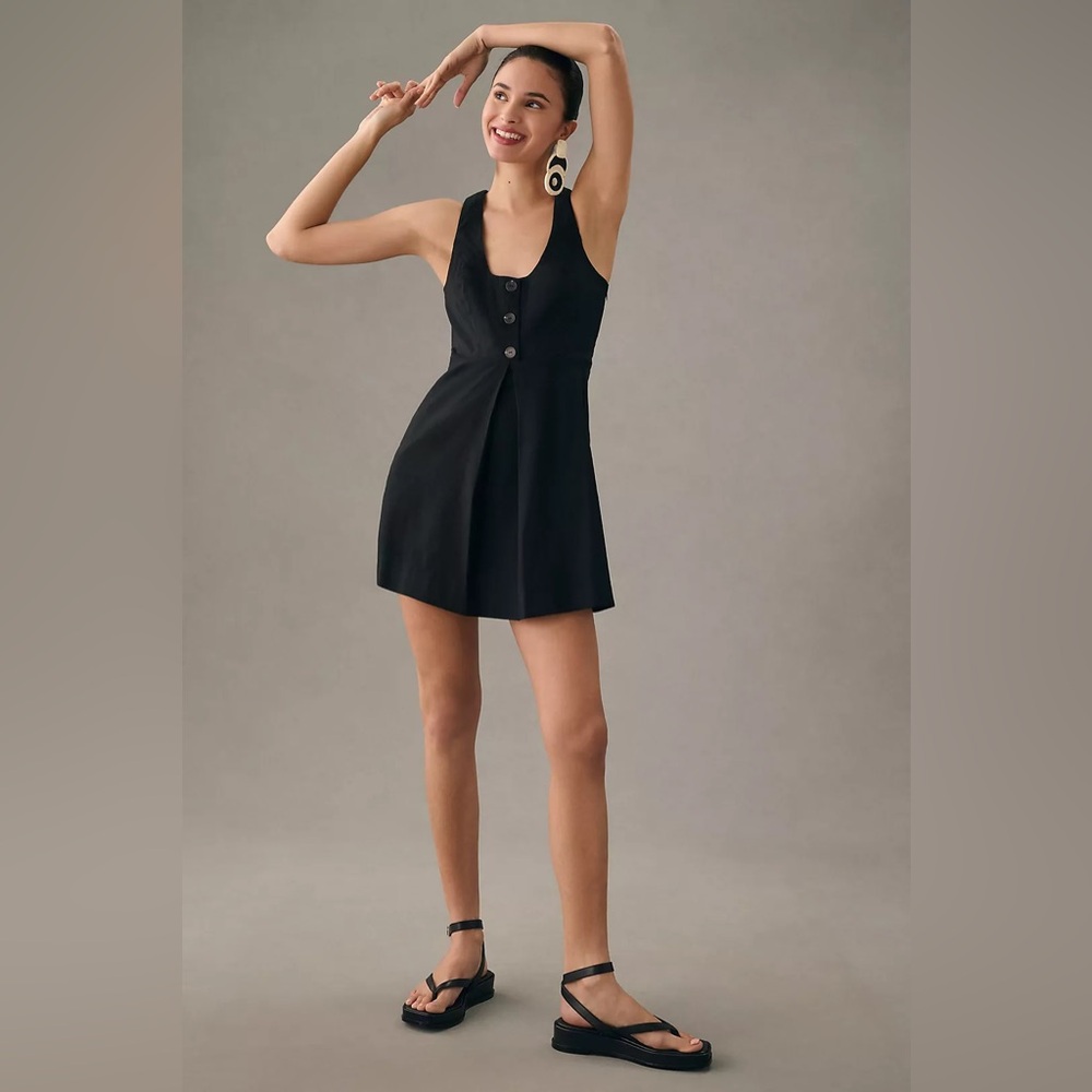 Anthropologie Maeve U-Neck Sleeveless Mini Dress in black